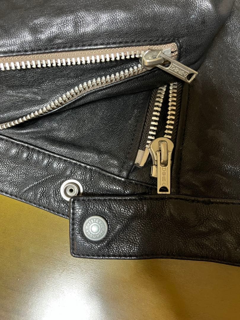 ヒステリックグラマー セミダブルレザーライダースジャケット 黒 L 検ルイスレザ