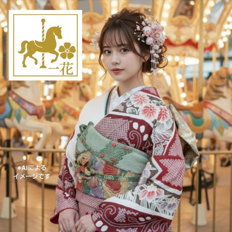 439.極上の総絞り　振袖7点セット 正絹　フルセット　成人式　ダークな苺