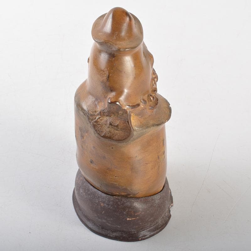 天然石　鑑賞石　安倍川　鉄丸石　置物　唐木台付　C　R7096