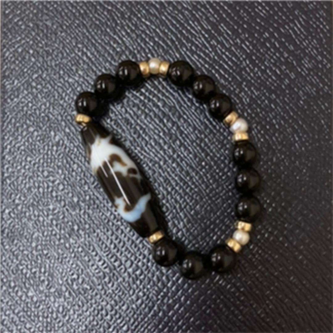 定価30万【龍神天珠パワーストーンブレスレット　オニキス　真珠　ザグリーンターラ