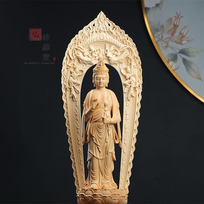 【修縁堂】最高級 木彫仏像 阿弥陀三尊立像 観世音 阿弥陀如来 勢至菩薩 彫刻