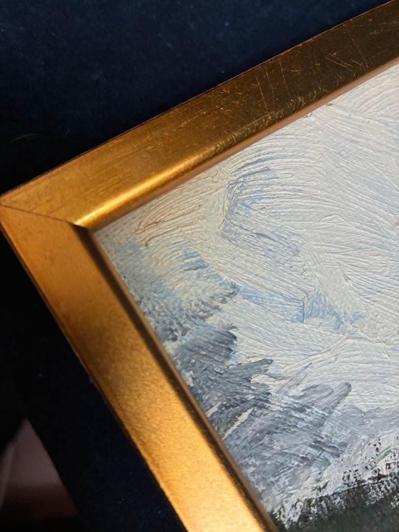 油絵　青森県　今川和男　「子猫」　額入り　猫の絵　額装油彩画