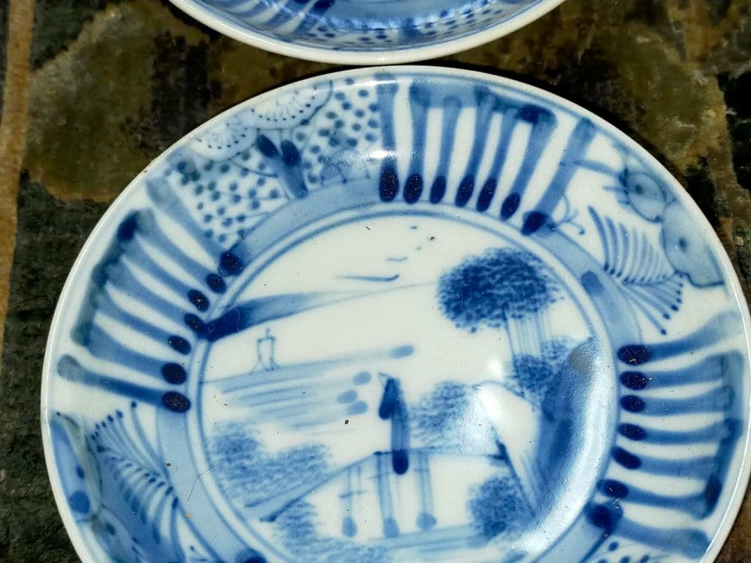 ♥伊万里♥　芙蓉手　小皿　４枚　在銘　染付　骨董　古玩