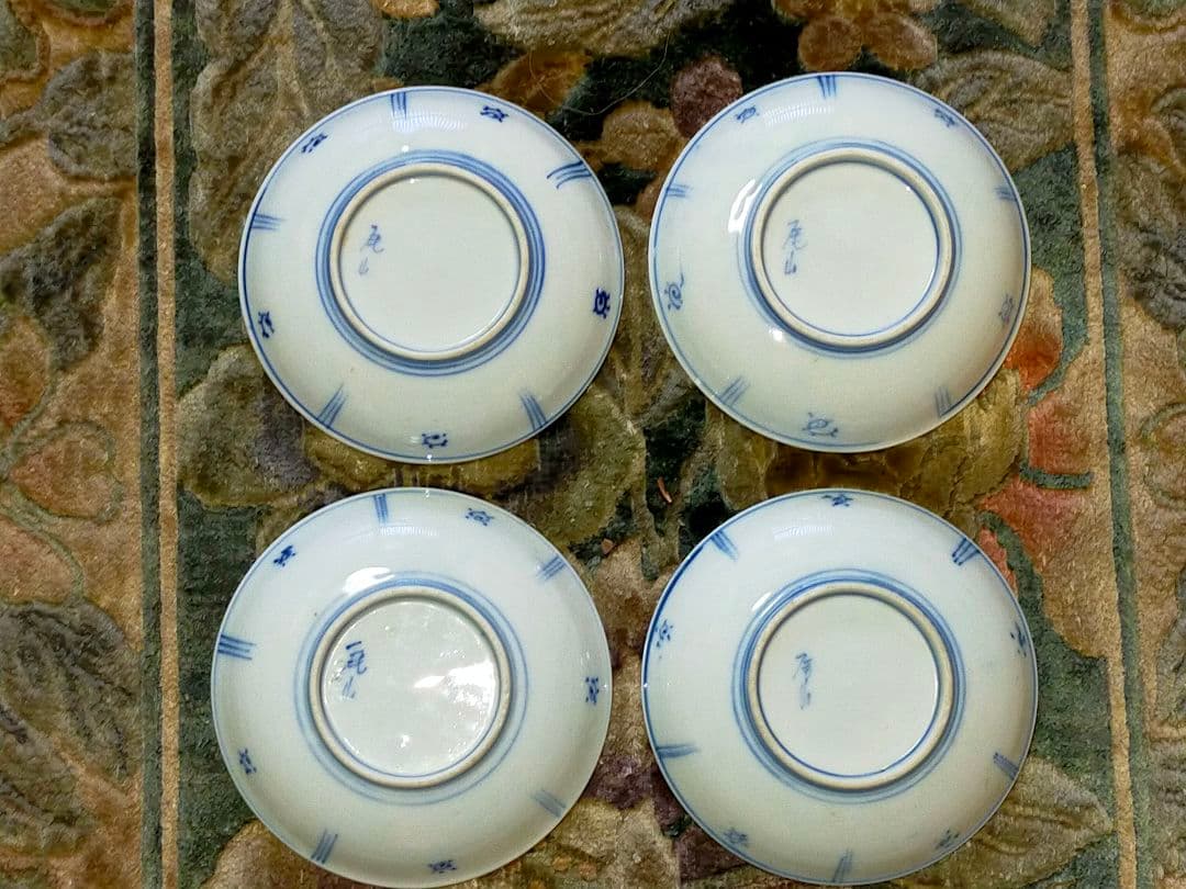 ♥伊万里♥　芙蓉手　小皿　４枚　在銘　染付　骨董　古玩