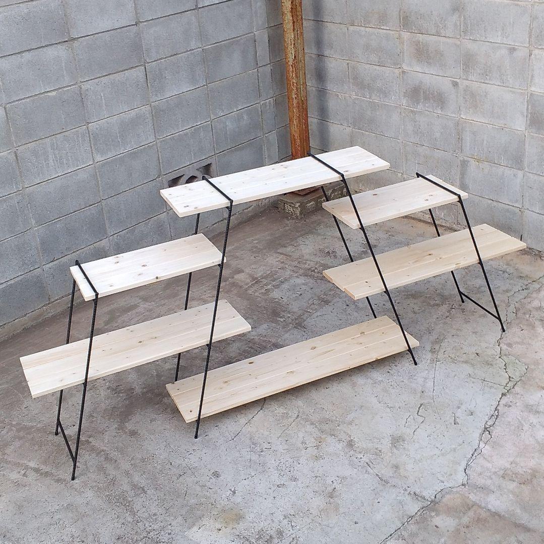 鉄脚高さ930㎜　アイアンシェルフ　観葉植物ラック　多肉植物棚　キャンプテーブル