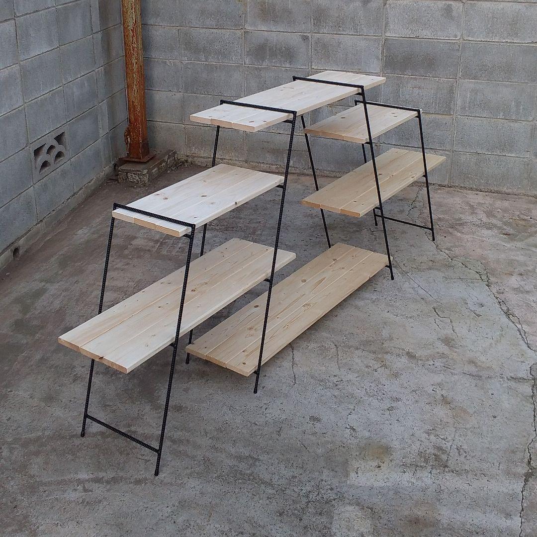 鉄脚高さ930㎜　アイアンシェルフ　観葉植物ラック　多肉植物棚　キャンプテーブル