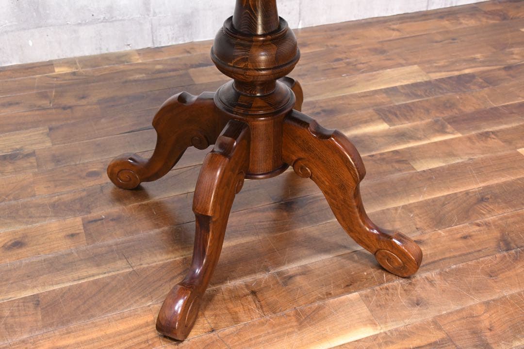 ECK34 イタリア製 猫脚 象嵌 レリーフ カフェテーブル ラウンドテーブル