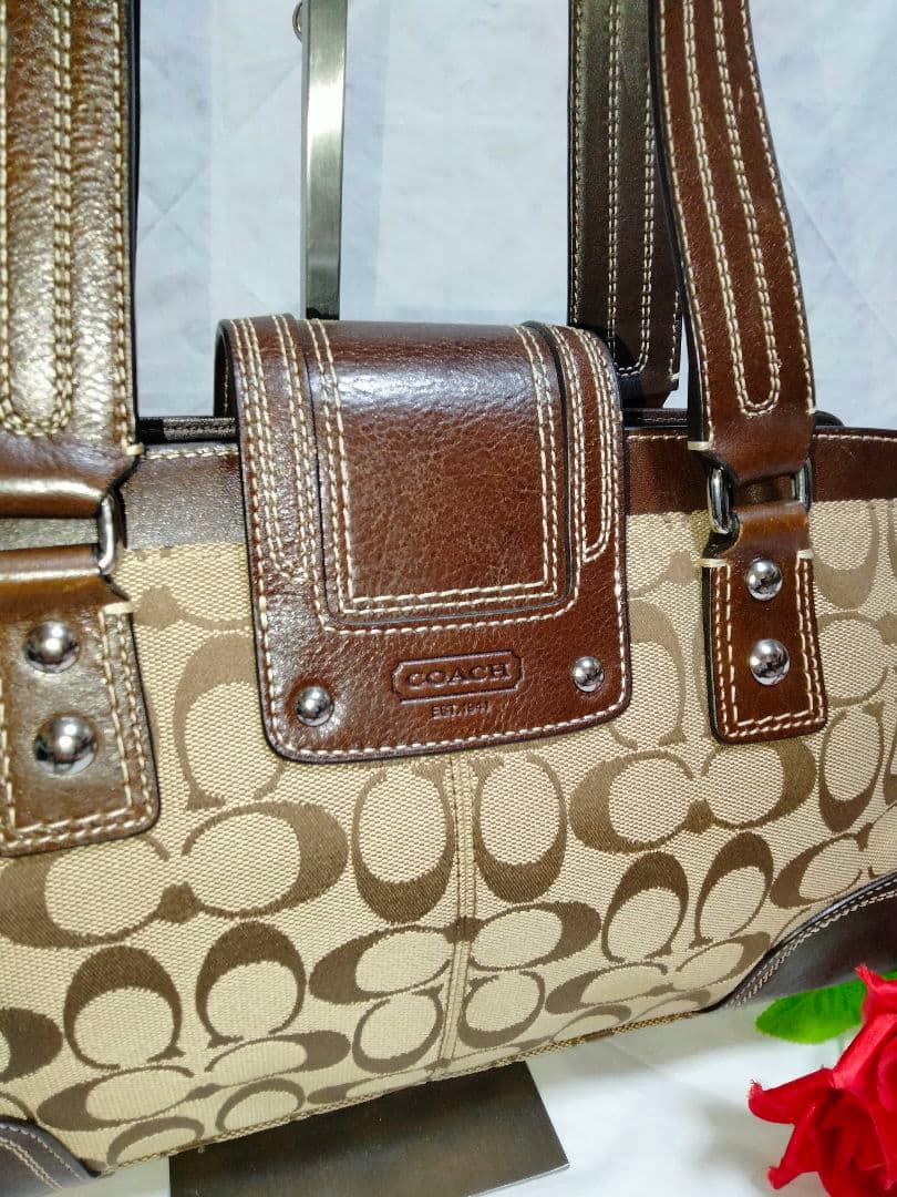 美品 コーチ COACH ハンドバッグ シグネチャー 13975