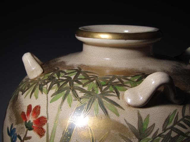 野々村仁清 四季花に雉 大壷（花器）全高33㎝ 飾り映えのする名品 k558