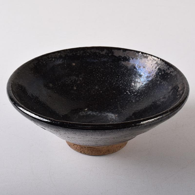 茶道具　楽吉左衛門　黒楽平茶碗　時代箱付　V　R8452