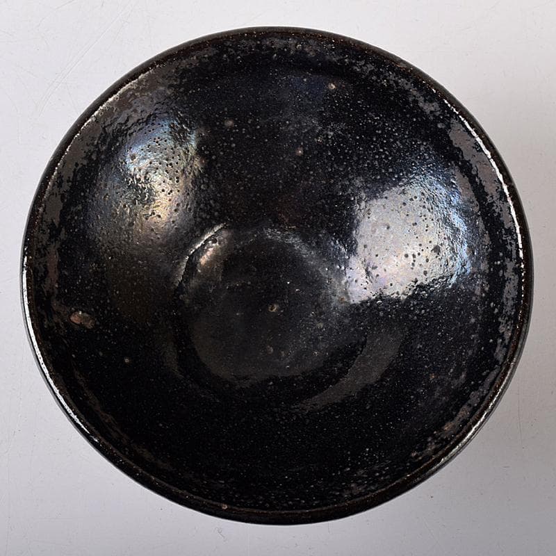 茶道具　楽吉左衛門　黒楽平茶碗　時代箱付　V　R8452