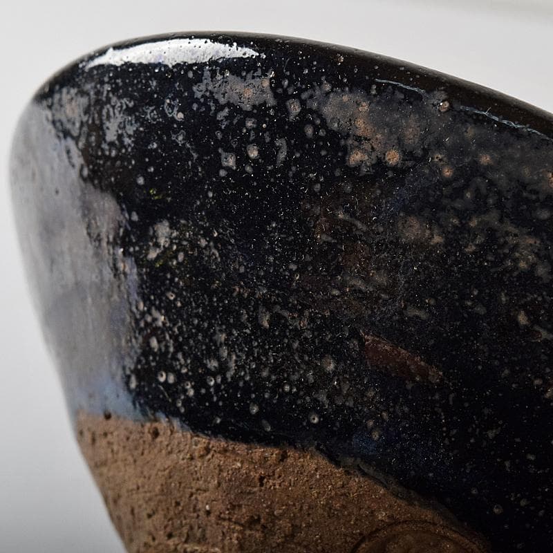 茶道具　楽吉左衛門　黒楽平茶碗　時代箱付　V　R8452