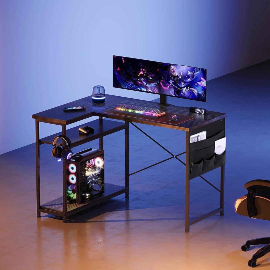 【3084-128-89】ゲーミングデスク l字型 パソコンデスク　幅107cm