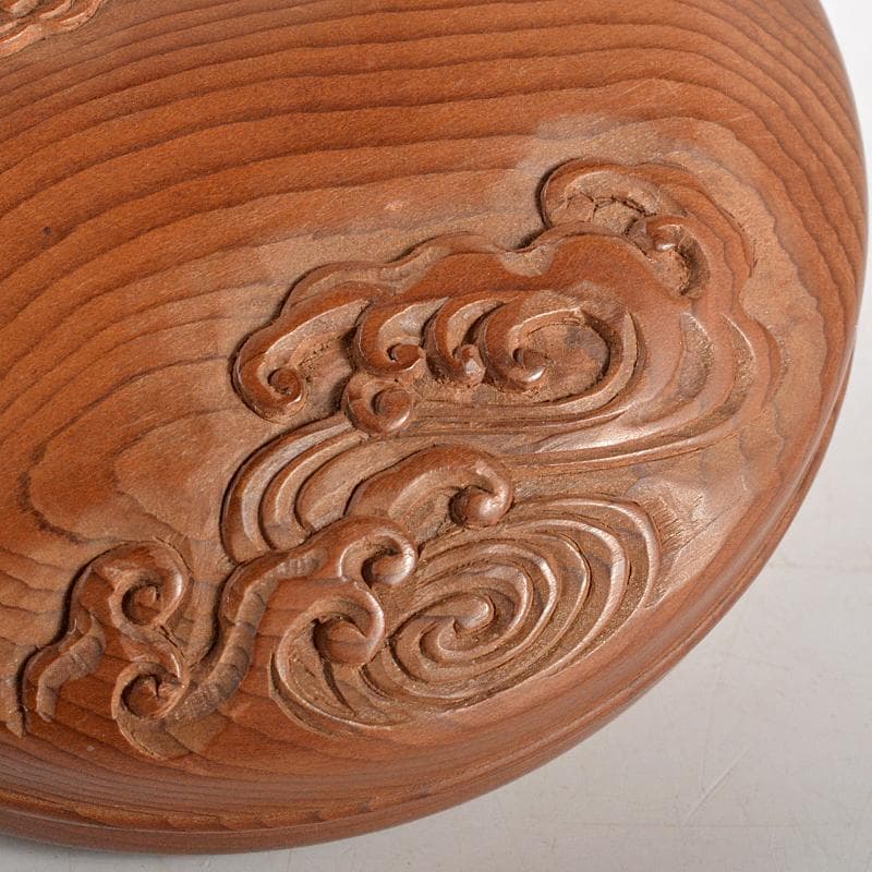 茶道具　指物師　前田南斎作　雲波刻　檪香合　裏千家淡々斎極め箱　M　R5695