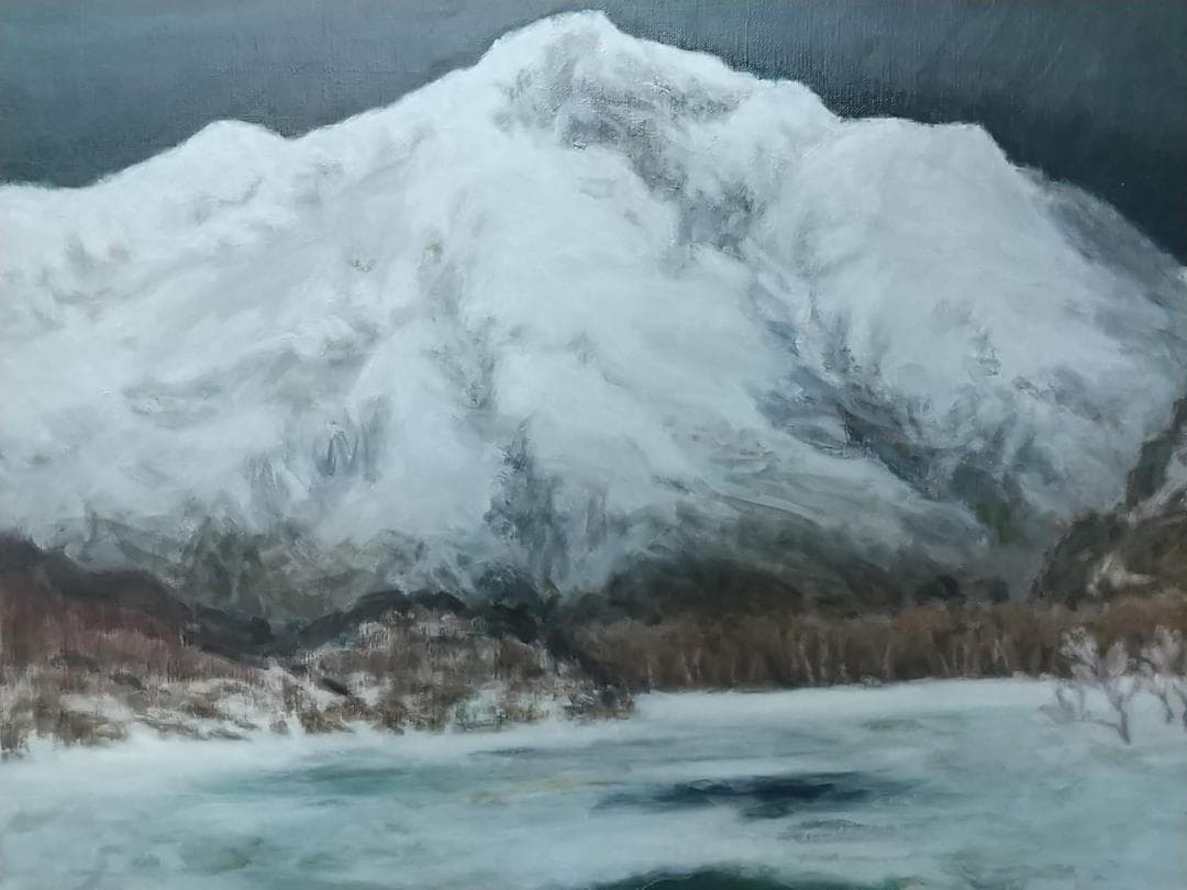 「凍る」2001 F15 絵画 油絵 油彩画 至仏山 尾瀬ヶ原
