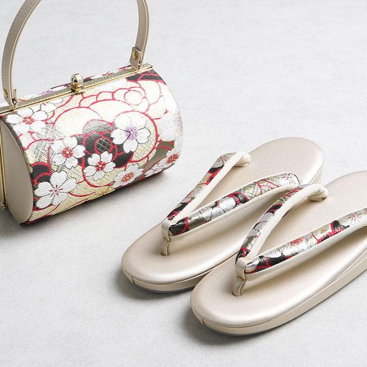 【新品】草履バッグセット　小花柄 振袖用 草履26cm(LL) 00104