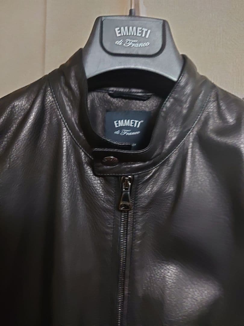 美品 EMMETTI レザーライダース ダークブラウン サイズ46