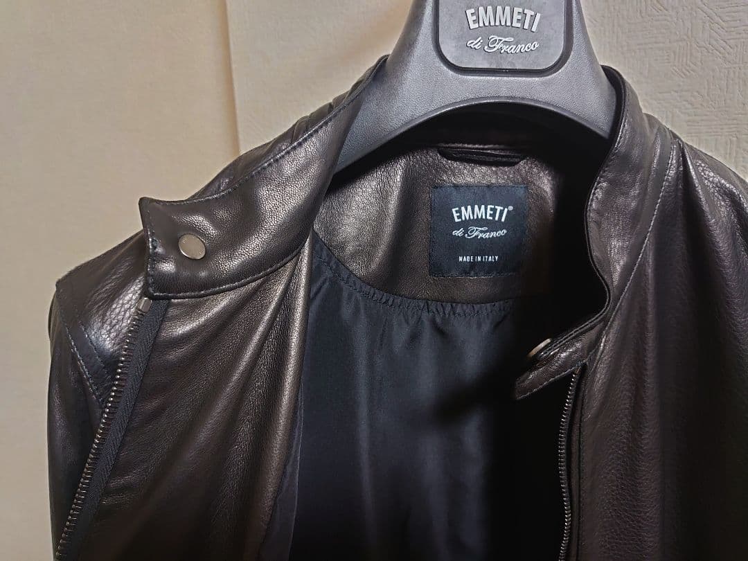 美品 EMMETTI レザーライダース ダークブラウン サイズ46