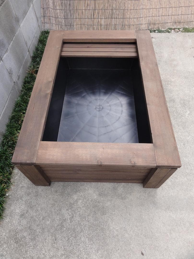 高さの有るビオトープ 80Ｌ　トロ舟＆木枠セット（棚付き）