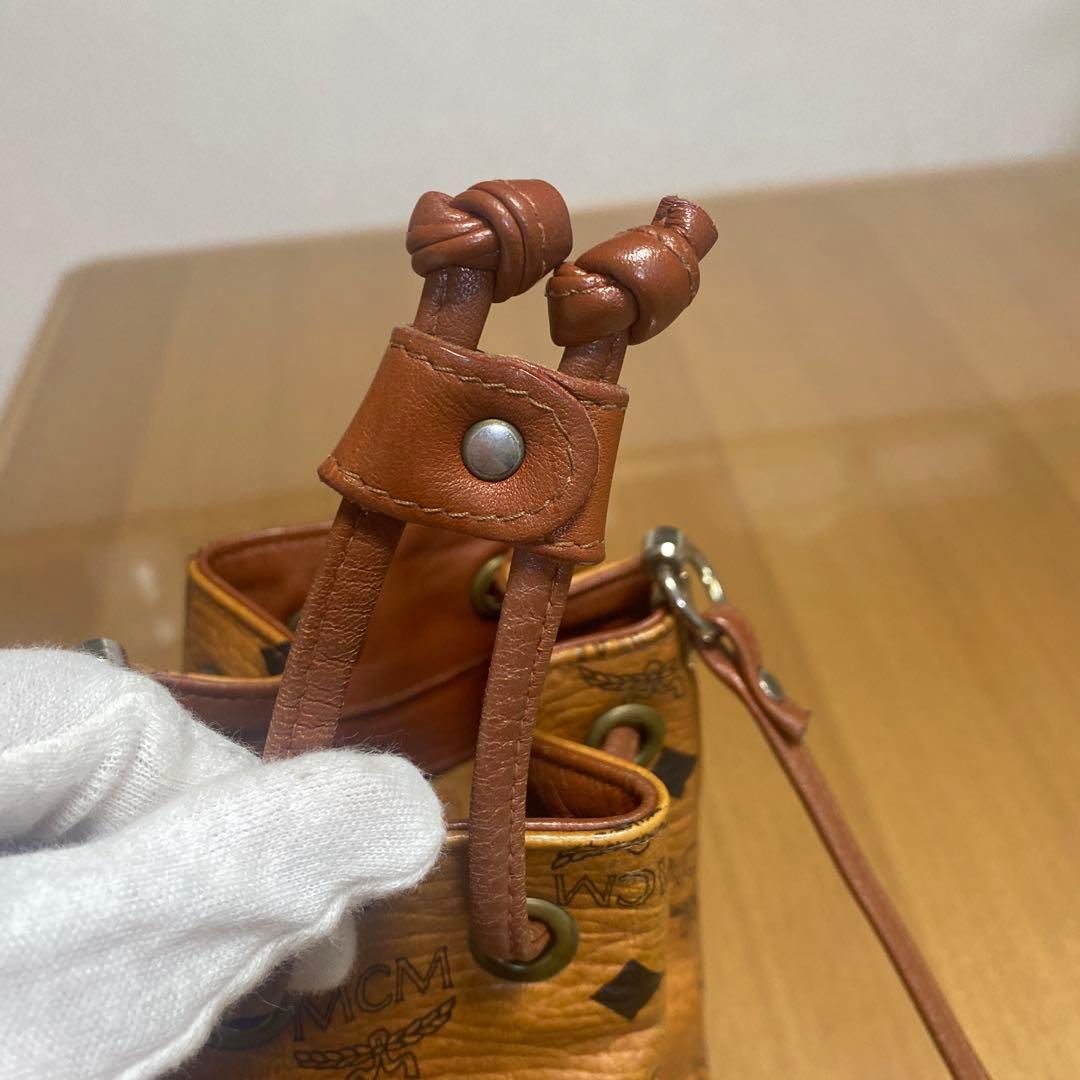 MCM ブラウンレザー 巾着型　バケツ型　ショルダーバッグ