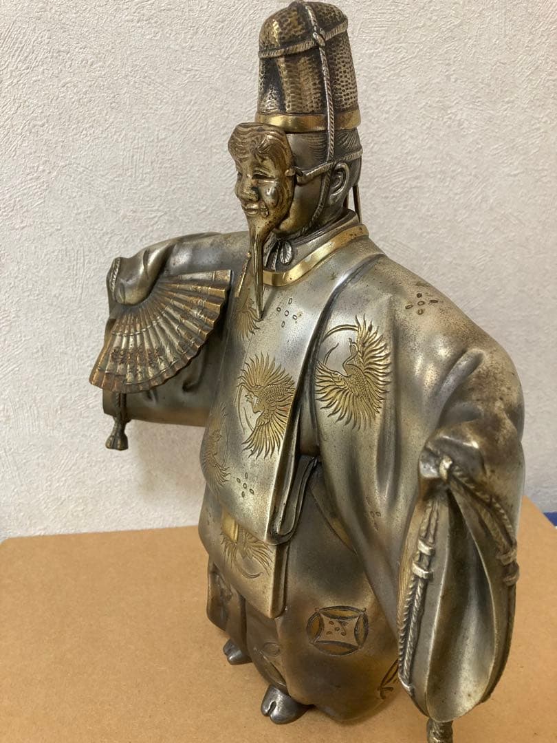 翁置物 金工師清山作 重さ4.2kg高さ32cm