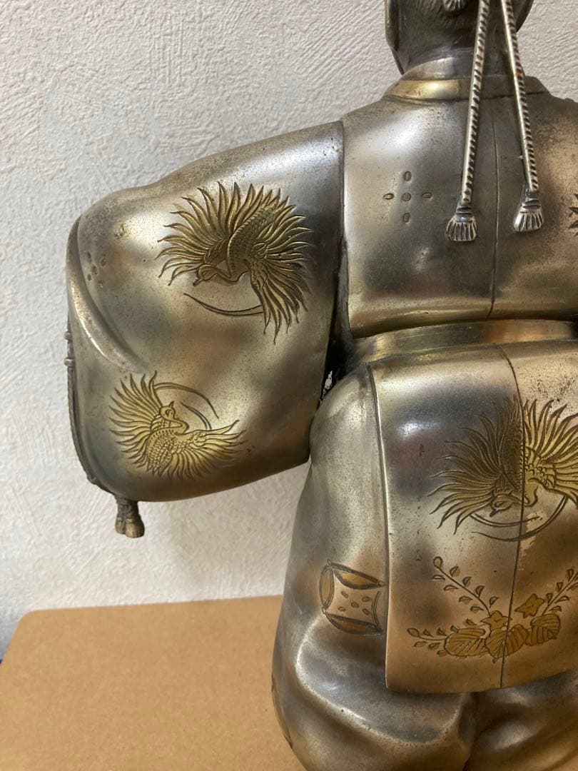 翁置物 金工師清山作 重さ4.2kg高さ32cm