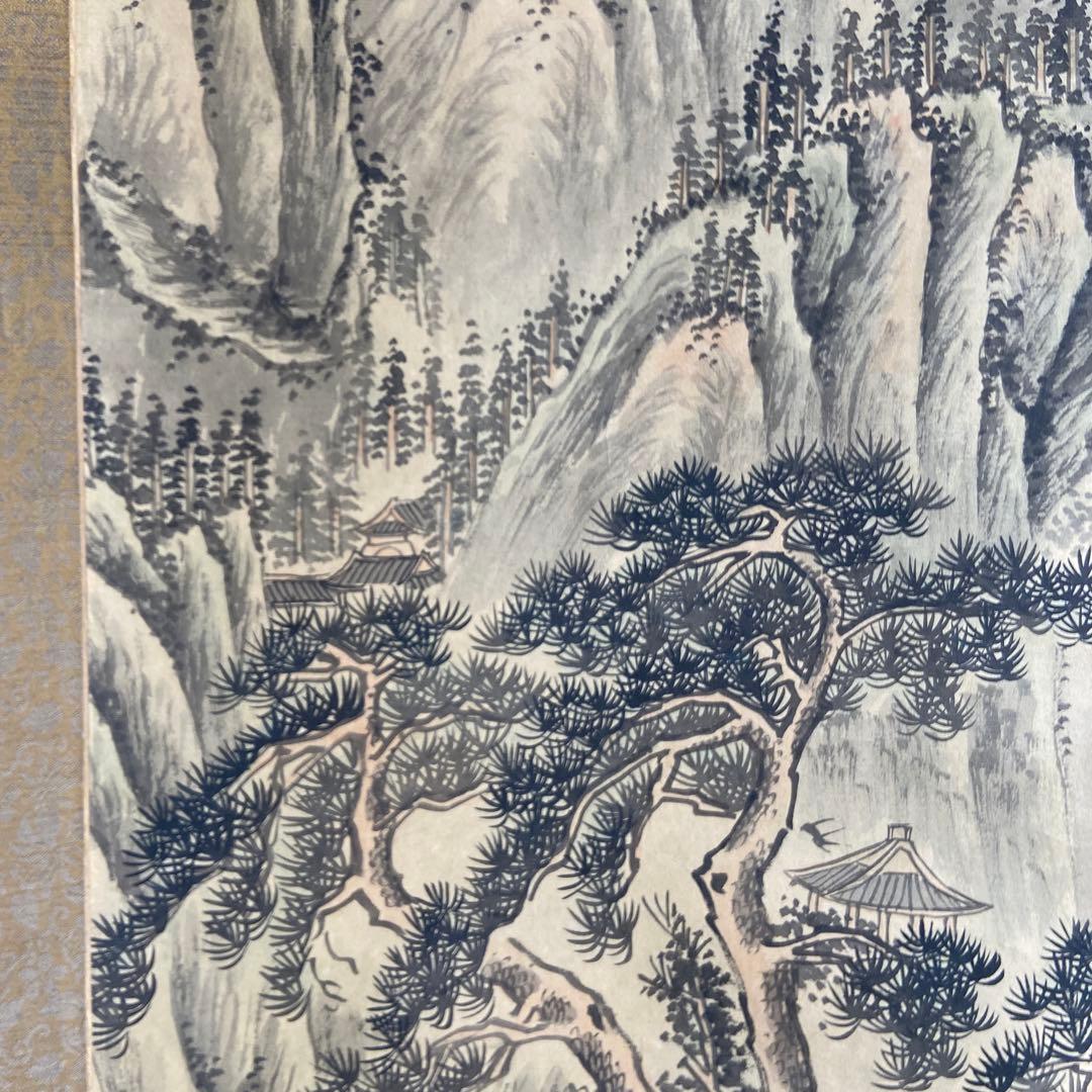 古い中国山水画掛軸