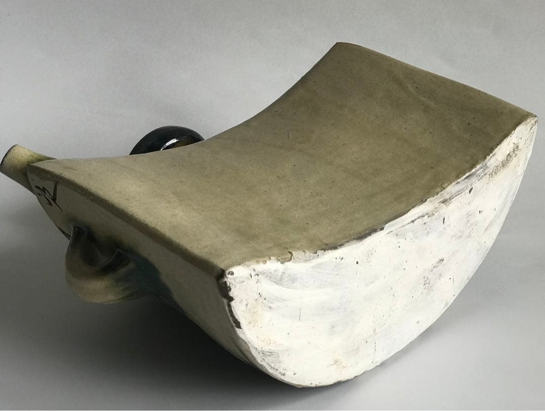 人間国宝 琉球 壺屋焼 金城次郎 魚文　抱瓶　陶器 沖縄 民藝