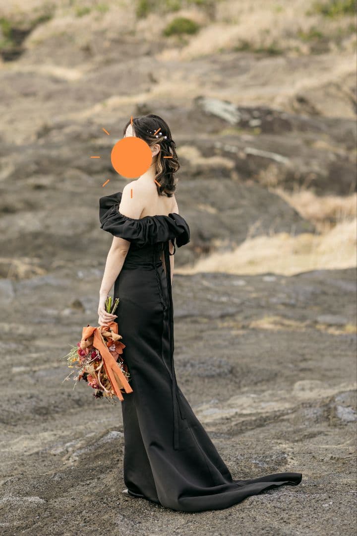 《unq》オフショルダー ソフトマーメイドドレス ブラック