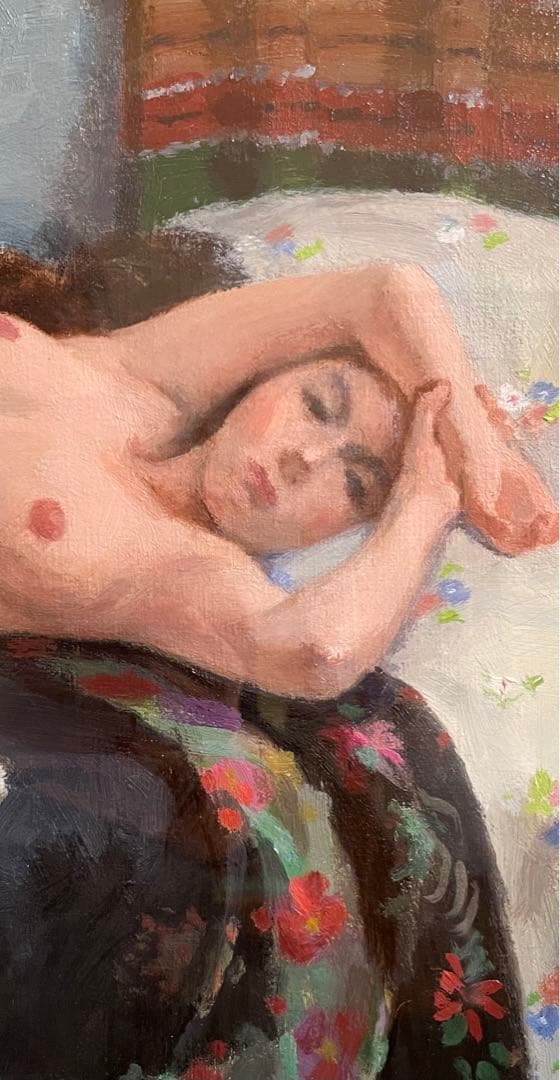 伊藤悌三　『黒いショールと裸婦』　油彩画F6号