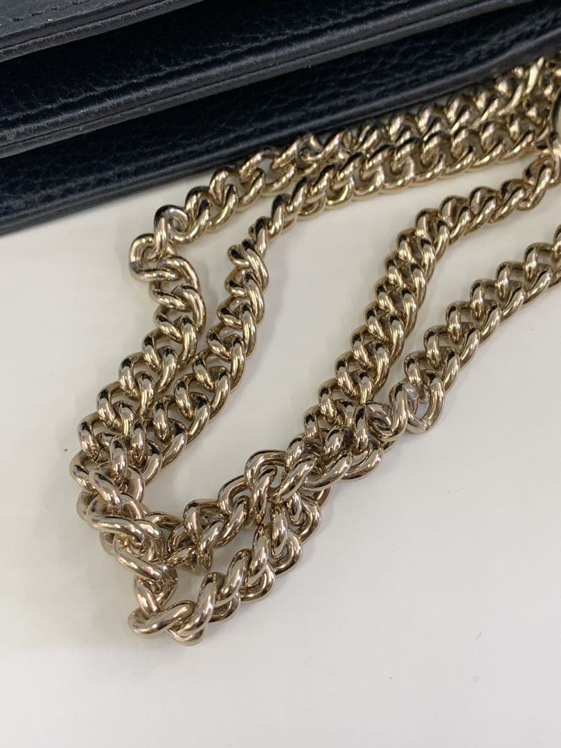 ＋GUCCI インターロッキングG チェーン　ショルダーバッグ レザー ブラック