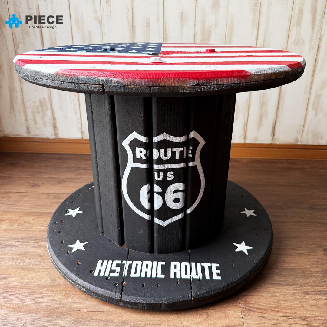 ケーブルドラム 電線ドラム テーブル アメリカン インテリア ガレージ 星条旗①