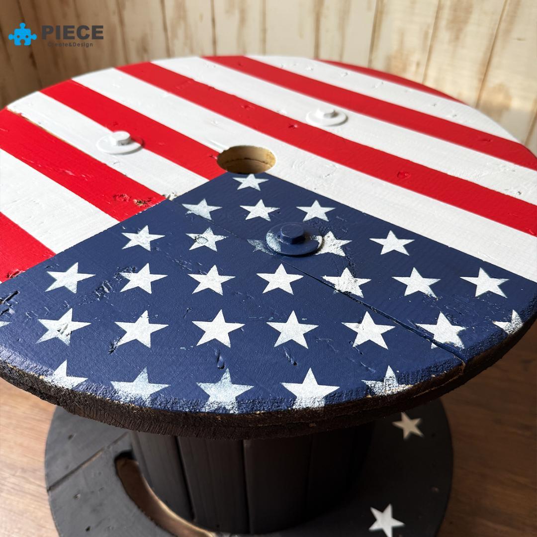 ケーブルドラム 電線ドラム テーブル アメリカン インテリア ガレージ 星条旗①