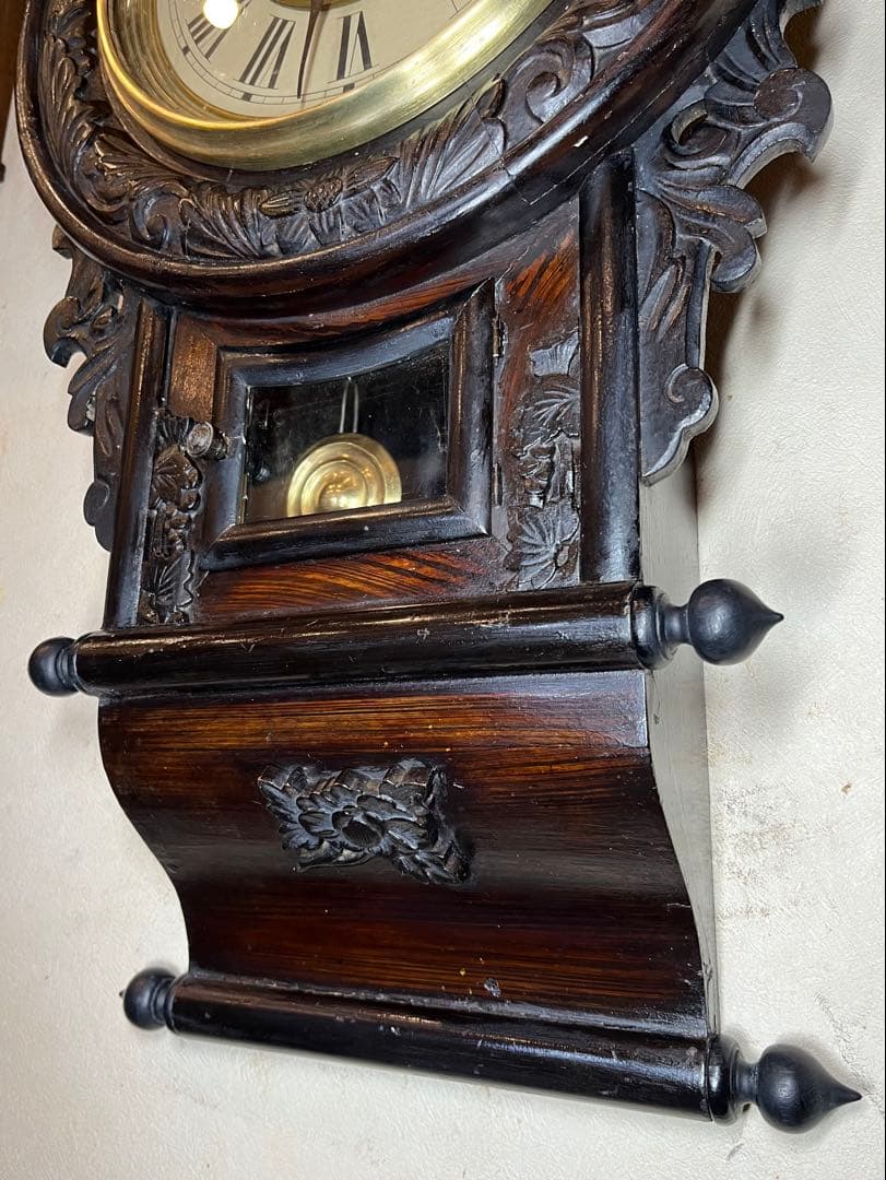 大型巻物　柱時計　古時計　振り子　レトロ　ゼンマイ　ボンボン　精工舎　ユンハンス