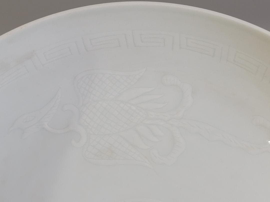中国 白磁 鳳凰紋 皿