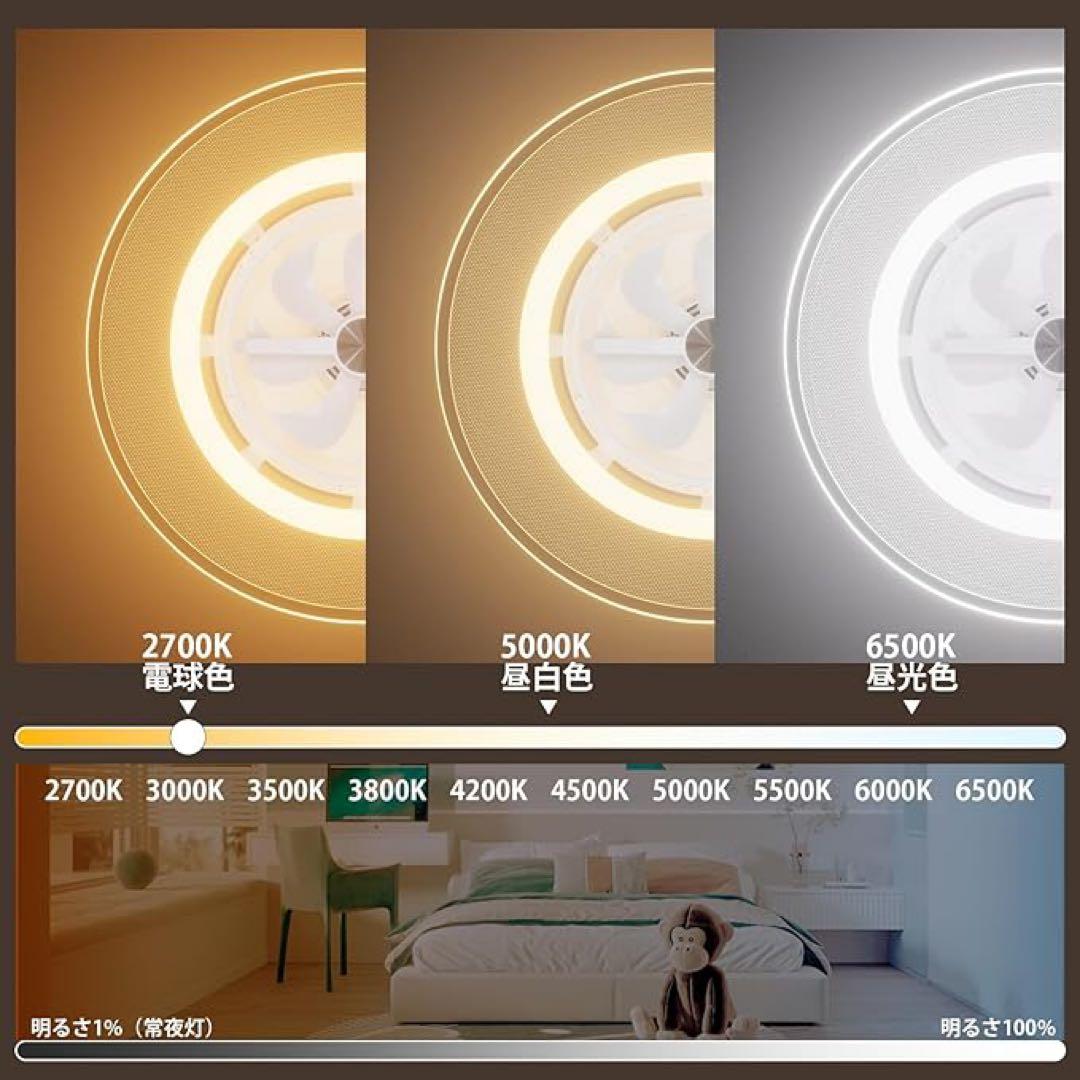 導光板シーリングファンライト 12畳 4500lm 正逆回転 調光調色 間接照明