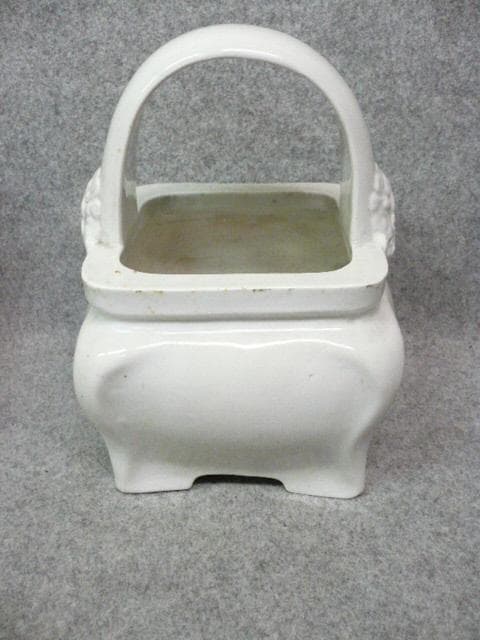 出石焼 白磁 手提げ 火鉢 [B31476]