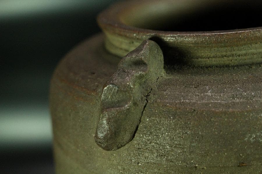 古美術 茶道具 南蛮写 花生 九郎 刻銘 高30.5cm(XA783)