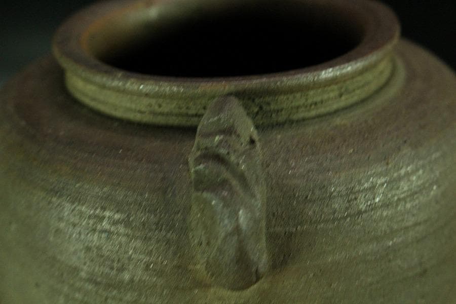 古美術 茶道具 南蛮写 花生 九郎 刻銘 高30.5cm(XA783)