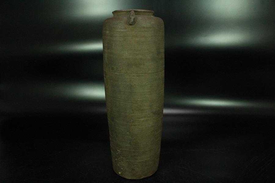 古美術 茶道具 南蛮写 花生 九郎 刻銘 高30.5cm(XA783)