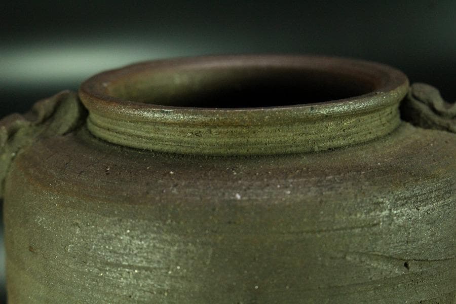 古美術 茶道具 南蛮写 花生 九郎 刻銘 高30.5cm(XA783)