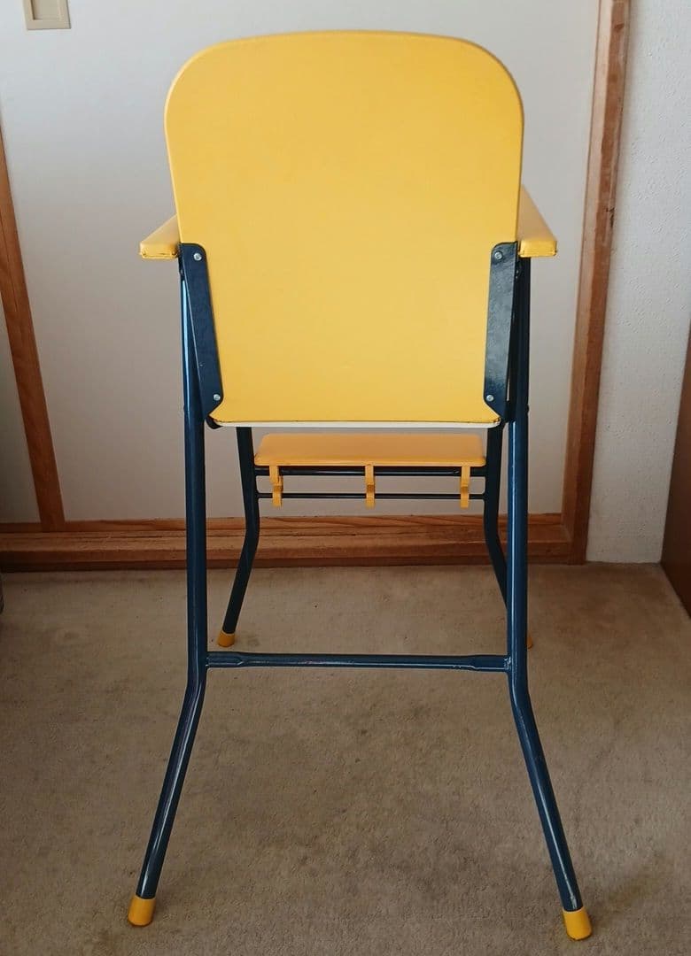 ベビーチェア 子供椅子 ハイチェア 家具 ビニール 黄色 ポップ 昭和 レトロ