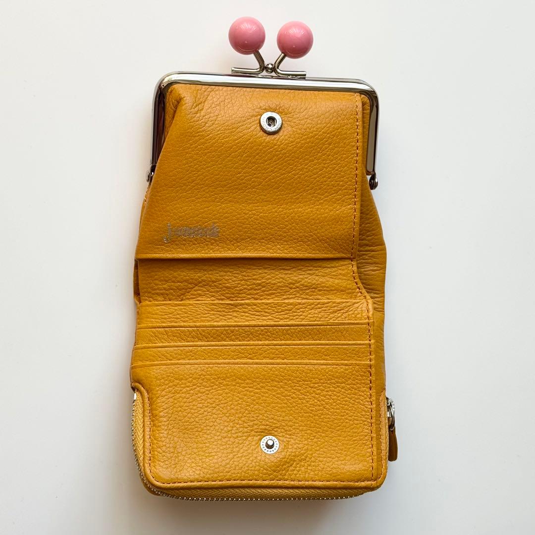 Joocomomola ホコモモラ 刺繍入り二つ折り財布 がま口 小銭入れ