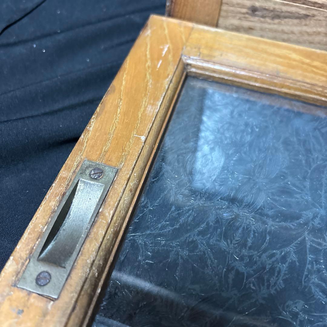 アンティーク 昭和レトロ 木製 建具 窓枠 引き戸　ガラス扉 曇りガラス　DIY