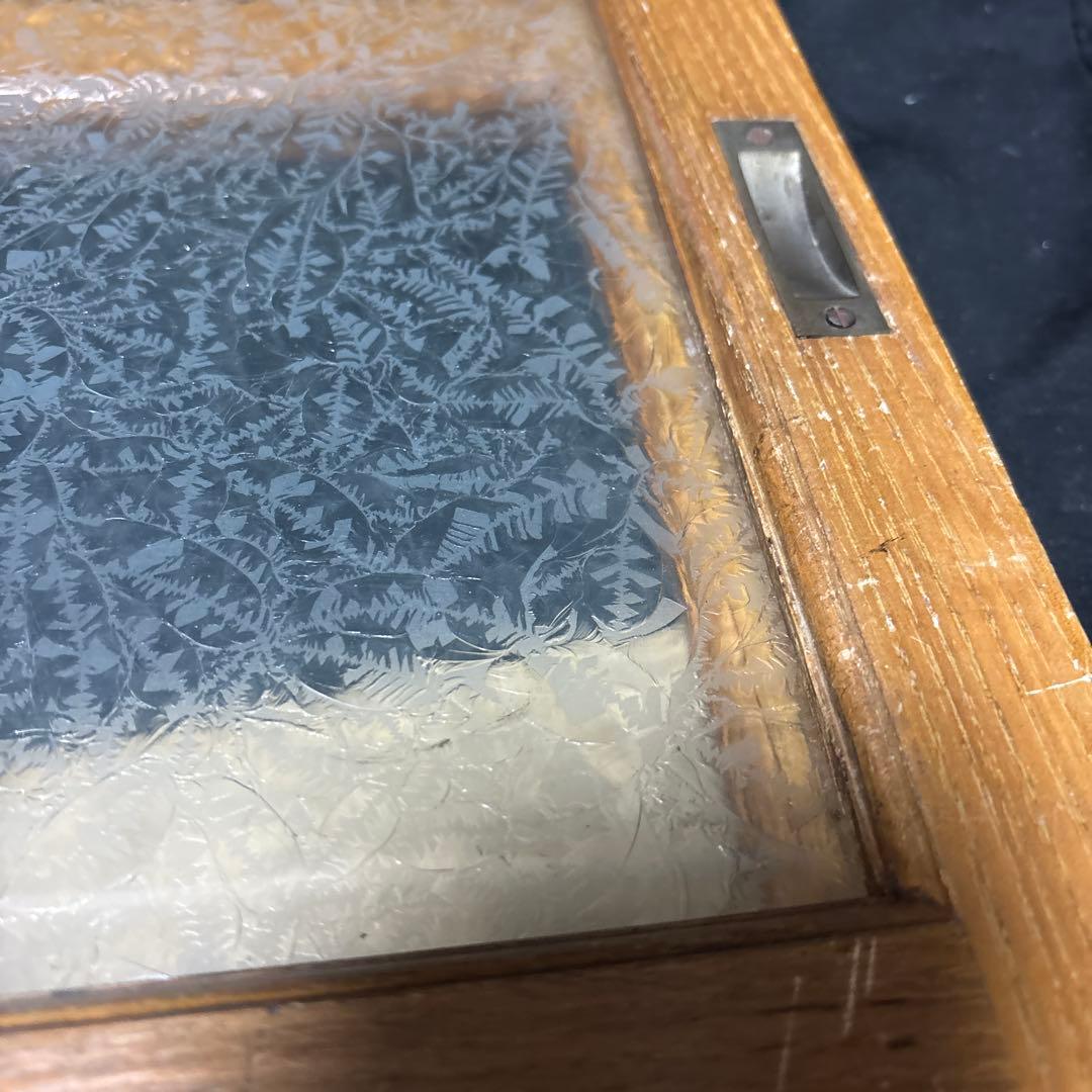 アンティーク 昭和レトロ 木製 建具 窓枠 引き戸　ガラス扉 曇りガラス　DIY
