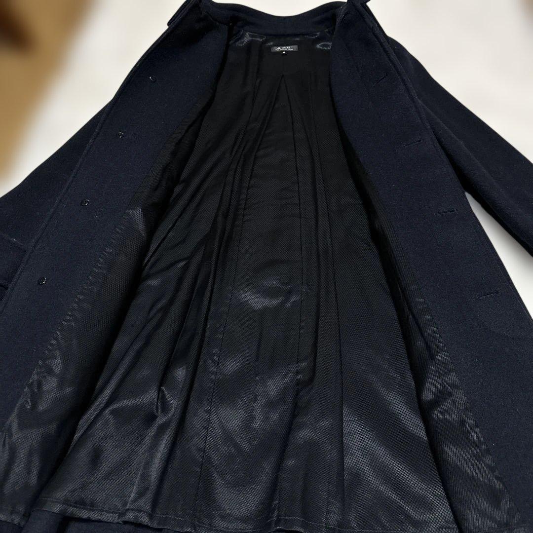 A.P.C. ウール ステンカラーコート ネイビー 36 レディース