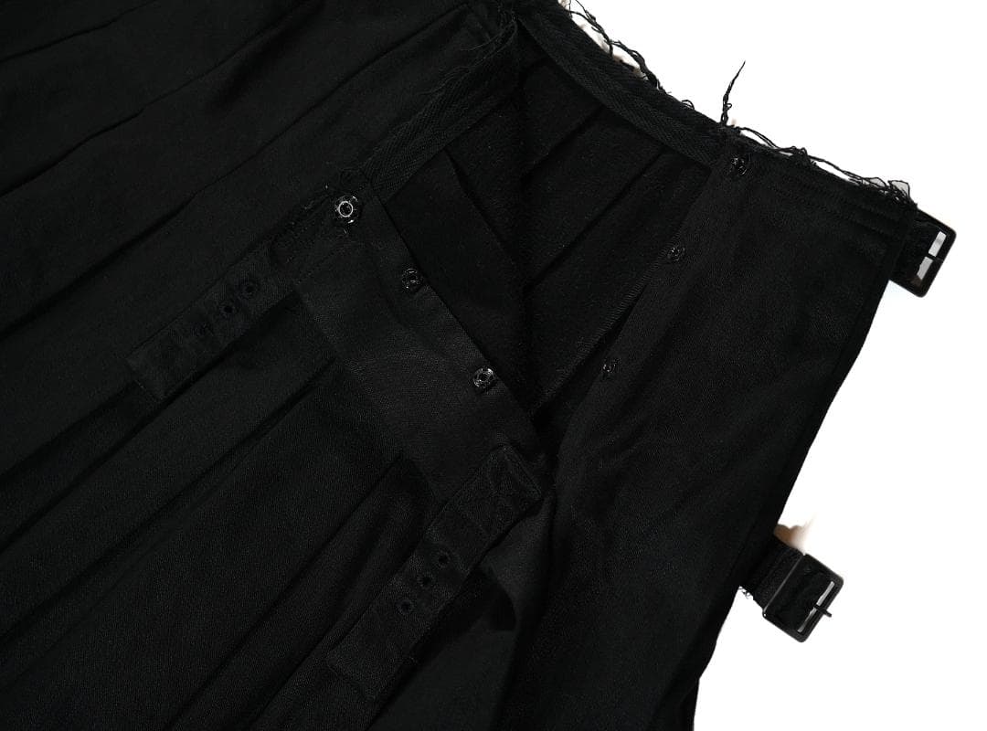 Y's コットン リネン プリーツ スカート 裁ち切り ブラック 1 レディース