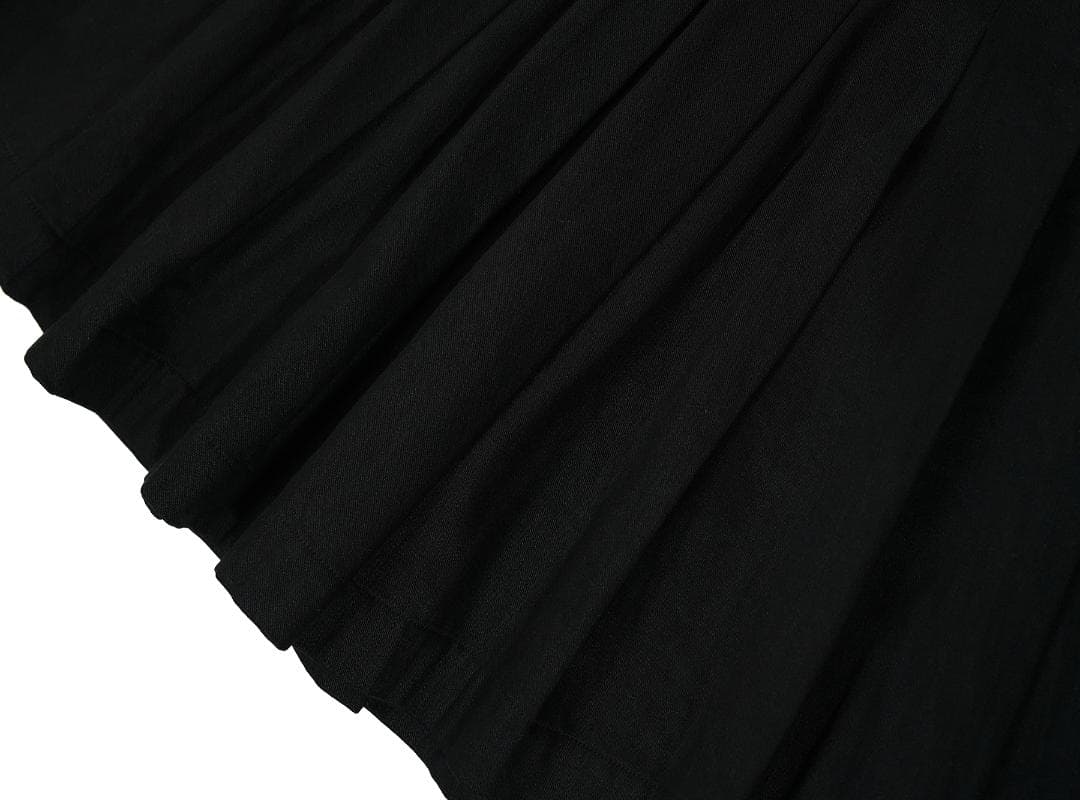 Y's コットン リネン プリーツ スカート 裁ち切り ブラック 1 レディース