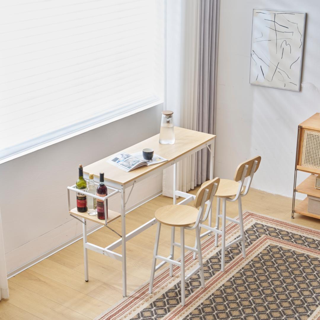 【ナチュラル】カウンターテーブルスツール 3点セットハイテーブル木製 カウンター