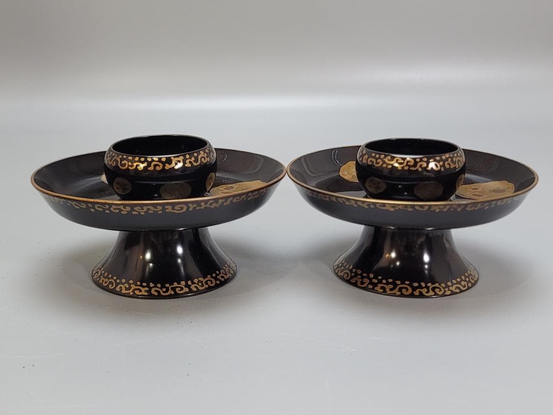 煎茶 時代 蒔絵 碗台 一対